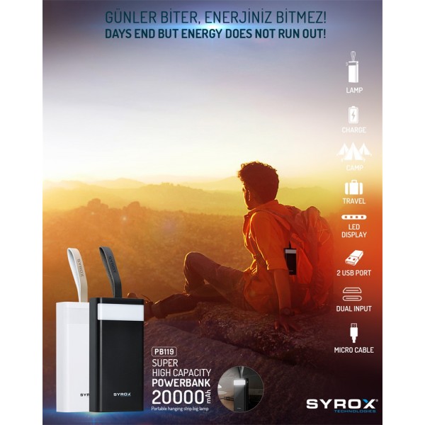 Syrox 20000 mAh Led - El Fener Powerbank PB119
