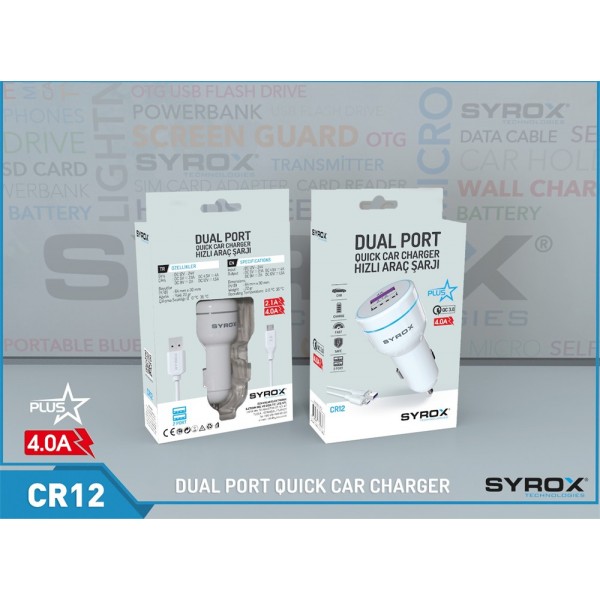 Syrox S3/S4 2 Giriş + Kablo Set - 4.0A CR12