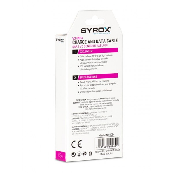 Syrox 1 Amper Mot V3 / MP3 Eco Kablo C84